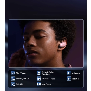 Słuchawki dokanałowe MEMS bezprzewodowe TWS Bluetooth 5.3 - różowe