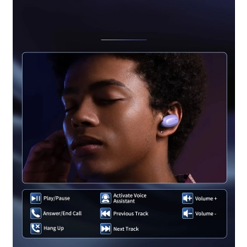 Słuchawki dokanałowe MEMS bezprzewodowe TWS Bluetooth 5.3 - fioletowe