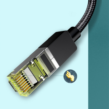 Kabel sieciowy patchcord w oplocie Ethernet RJ45 Cat 7 10Gbps 0.5m - czarny