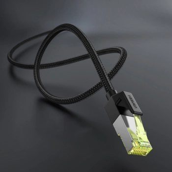 Kabel sieciowy patchcord w oplocie Ethernet RJ45 Cat 7 10Gbps 0.5m - czarny