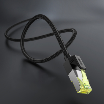 Kabel sieciowy patchcord w oplocie Ethernet RJ45 Cat 7 10Gbps 1m - czarny