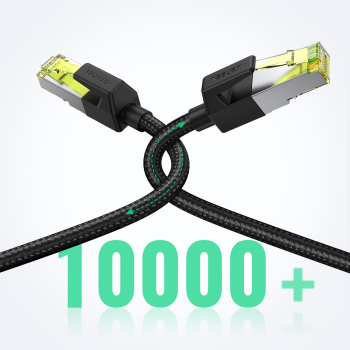 Kabel sieciowy patchcord w oplocie Ethernet RJ45 Cat 7 10Gbps 1m - czarny