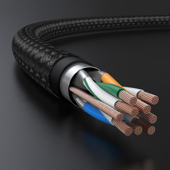 Kabel sieciowy patchcord w oplocie Ethernet RJ45 Cat 7 10Gbps 1m - czarny