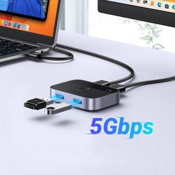 2w1 Adapter 2x USB-A 3.0 (wejście) / 2x USB-A (wyjście) - szary