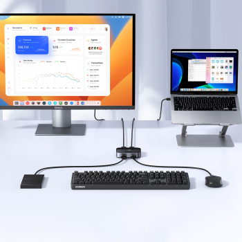 2w1 Adapter 2x USB-A 3.0 (wejście) / 2x USB-A (wyjście) - szary