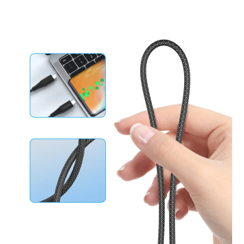Kabel przewód USB-C-USB-C z organizererm magnetycznym PD 3.1 240W 1.8m - czarny