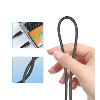 Kabel przewód USB-C-USB-C z organizererm magnetycznym PD 3.1 240W 1.8m - czarny