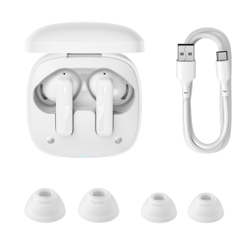 Słuchawki bezprzewodowe Bowie E19 TWS dokanałowe USB-C - białe