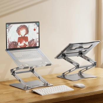 ZESTAW Podstawka pod laptopa aluminiowa + podstawka do smartfona - srebrna