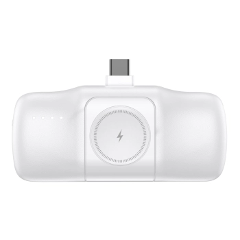 Mini powerbank 5000mAh 15W USB-C i ładowarką do Apple Watch - biały