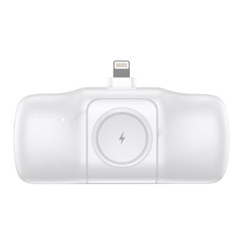 Mini powerbank 5000mAh 15W iPhone Lightning i ładowarką do Apple Watch - biały