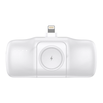 Mini powerbank 5000mAh 15W iPhone Lightning i ładowarką do Apple Watch - biały