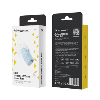 Mini powerbank 5000mAh 15W iPhone Lightning i ładowarką do Apple Watch - niebieski