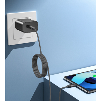 Kabel przewód USB-C 240W PD 3.1 z organizerem magnetycznym 1.2m - czarny