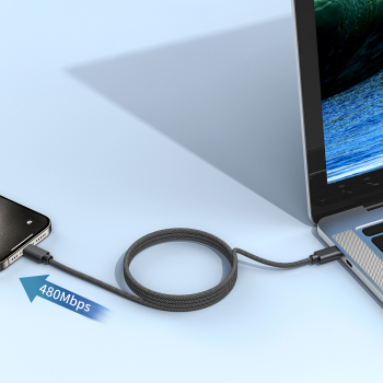 Kabel przewód USB-C 100W PD z organizerem magnetycznym 1.2m - czarny