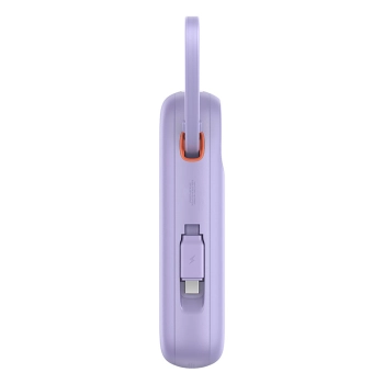 Power bank 10000mAh QPow 2 30W z wbudowanymi kablami USB-C - fioletowy