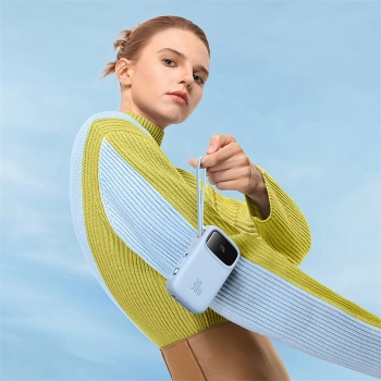 Power bank 10000mAh QPow 2 30W z wbudowanymi kablami USB-C - niebieski