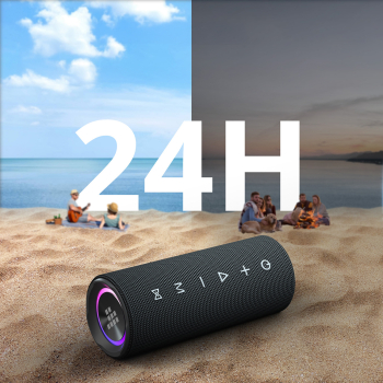Głośnik przenośny Bluetooth Mirtune C2 24W + kable USB-C AUX - czarny