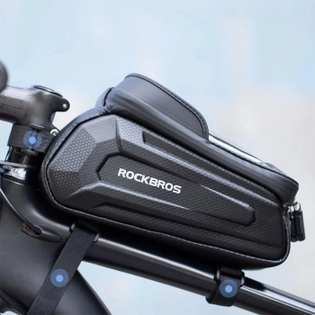 Sakwa rowerowa na ramę pancerna z kieszonką na telefon nawigację 1.7l - czarna