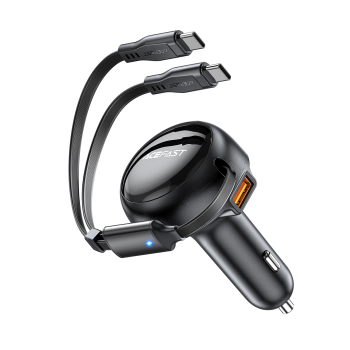 Ładowarka samochodowa B13 53W USB-A + 2 kable rozwijane USB-C - czarna
