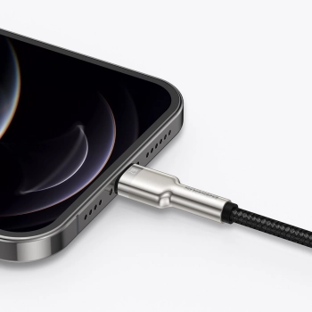 Kabel przewód Cafule Series Metal Data USB-A - iPhone Lightning 2.4A 1m - czarny