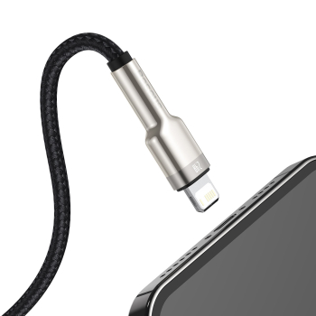 Kabel przewód Cafule Series Metal Data USB-A - iPhone Lightning 2.4A 1m - czarny