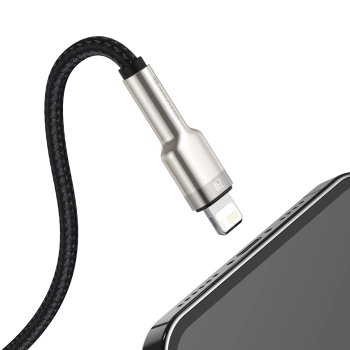 Kabel przewód Cafule Series Metal Data USB-A - iPhone Lightning 2.4A 1m - czarny