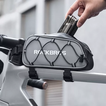 Torba sakwa rowerowa mocowana na ramę 0.9l - srebrna