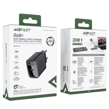 Ładowarka sieciowa A102 GaN USB-C PD 30W - czarna