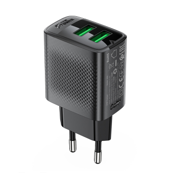 Ładowarka sieciowa A86 2x USB-A 12W - czarna