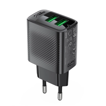 Ładowarka sieciowa A86 2x USB-A 12W - czarna