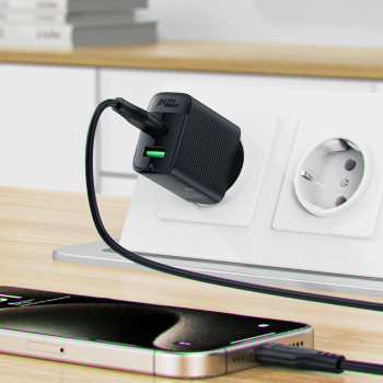 Ładowarka sieciowa A78 GaN USB-A USB-C PD 20W - czarna