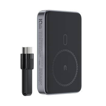 Powerbank magnetyczny 10000mAh indukcyjny 2x USB-C PD 30W + kabel USB-C - czarny