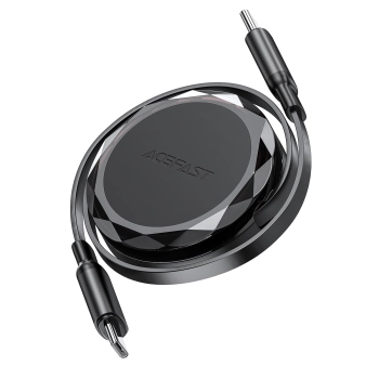 Kabel przewód USB-C - USB-C zwijany z organizerem 60W - czarny