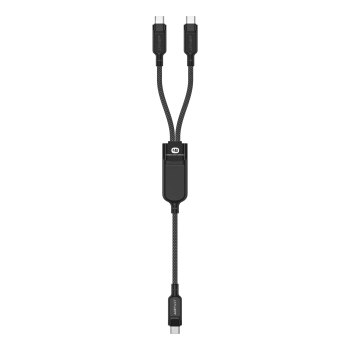 2w1 Kabel przewód podwójny USB-C - 2x USB-C 100W 480Mb/s - czarny