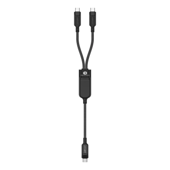 2w1 Kabel przewód podwójny USB-C - 2x USB-C 100W 480Mb/s - czarny