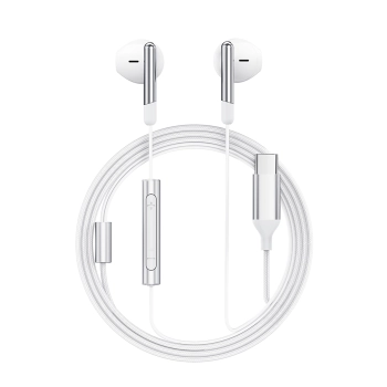 Słuchawki przewodowe z mikrofonem i pilotem USB-C 1.2m - białe