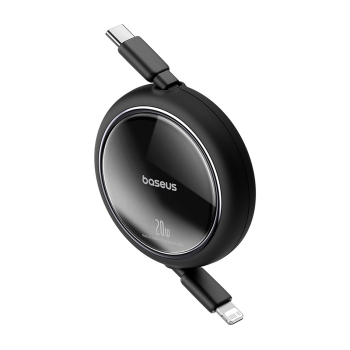 Kabel przewód zwijany Free2Pull USB-C - iPhone Lightning 20W 1m - czarny