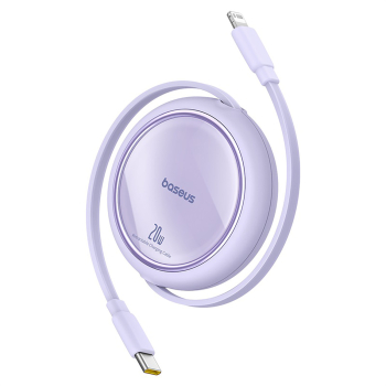 Kabel przewód zwijany Free2Pull USB-C - iPhone Lightning 20W 1m - fioletowy