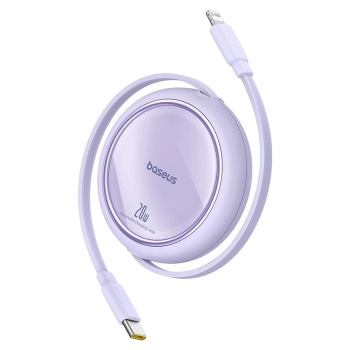 Kabel przewód zwijany Free2Pull USB-C - iPhone Lightning 20W 1m - fioletowy