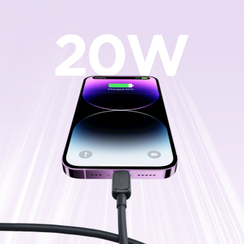 Kabel przewód Multi-Color Series A14 USB-C - iPhone Lightning 20W 1.2 m - czarny