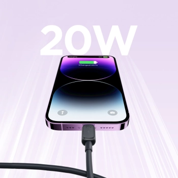 Kabel przewód Multi-Color Series A14 USB-C - iPhone Lightning 20W 1.2 m - czarny