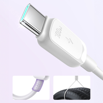 Kabel przewód Multi-Color Series A14 USB-C - USB-C 100W 1.2 m - biały