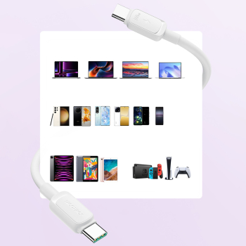 Kabel przewód Multi-Color Series A14 USB-C - USB-C 100W 1.2 m - biały