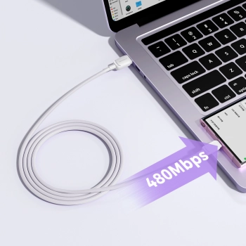 Kabel przewód Multi-Color Series A14 USB-A - USB-C 3A 1.2 m - biały