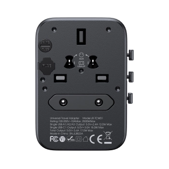 Ładowarka adapter podróżny uniwersalny 17W EU / US / UK / JP / AU / CN - czarny