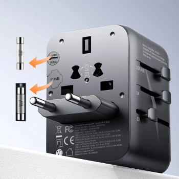 Ładowarka adapter podróżny uniwersalny 65W EU / US / JP / AU / UK / CN - czarny