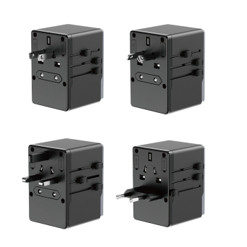 Ładowarka adapter podróżny GAN PRO 3 65W EU / US / JP / AUS / UK 2x USB-C 2x USB-A - czarny
