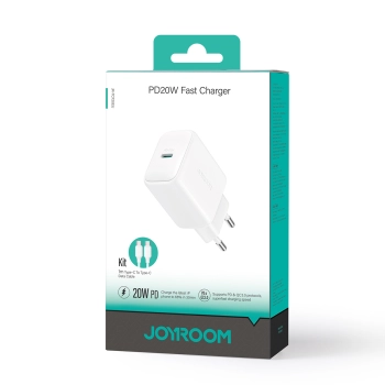 Ładowarka sieciowa USB-C PD QC 20W + kabel USB-C 1m - biała