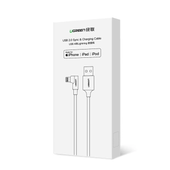 Kabel przewód kątowy iPhone Lightning - USB-A MFi 2.4A 1m - czerwony
